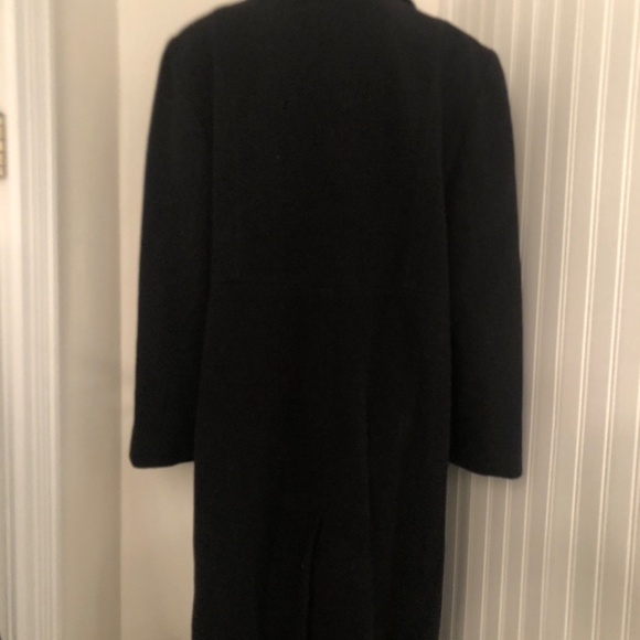 Vintage Designer Long Black Wool Trench Goth/ Business Casual/ Classic Coat - Picture 5 of 6